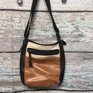 The Sak leather crossbody handbag block color